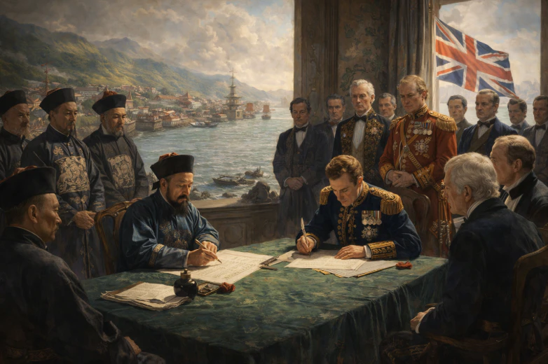 1842年南京條約簽訂歷史場景