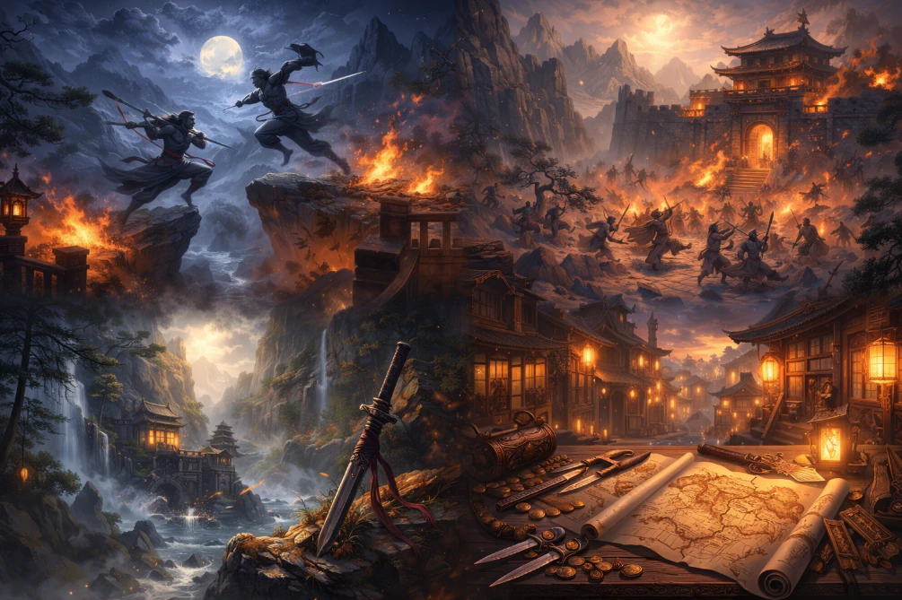 香港武俠與江湖冒險小說氛圍場景