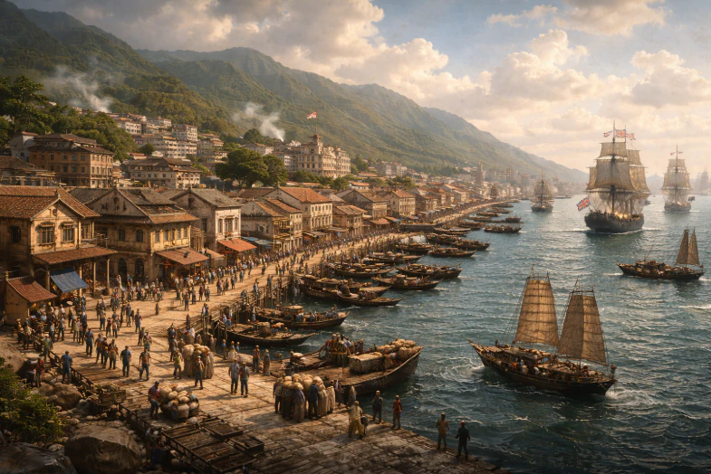 19世紀早期香港島北岸城市發展景象