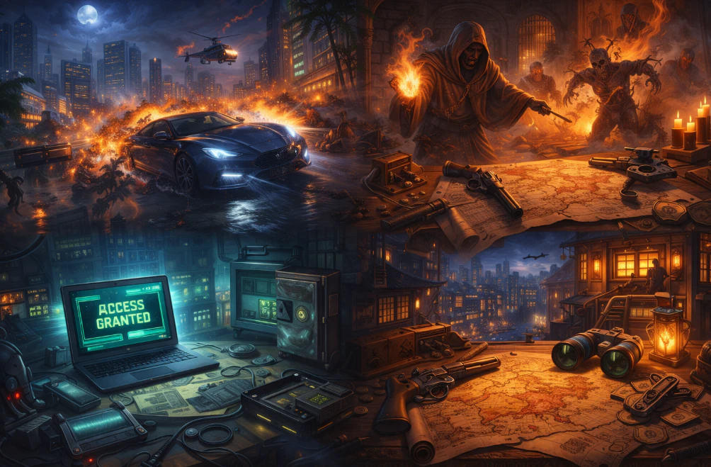 香港動作偵探小說與冒險氛圍場景