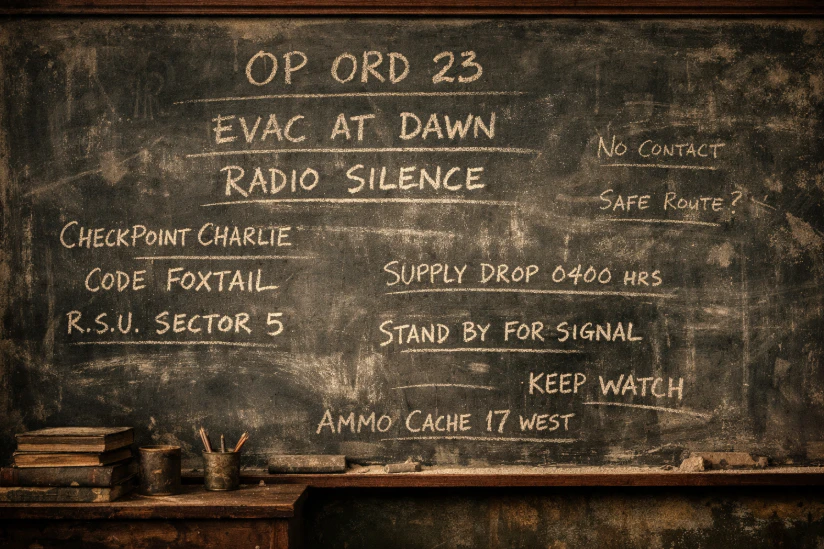 舊式學校課室黑板出現神秘字跡